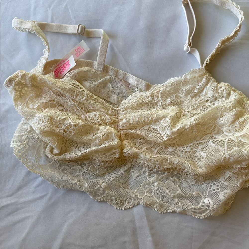 PINK Victoria's Secret Cream Lace Bralette
